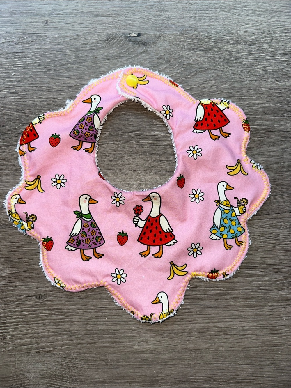 Pink Duck Pattern Flower Bib - Kids Accessories